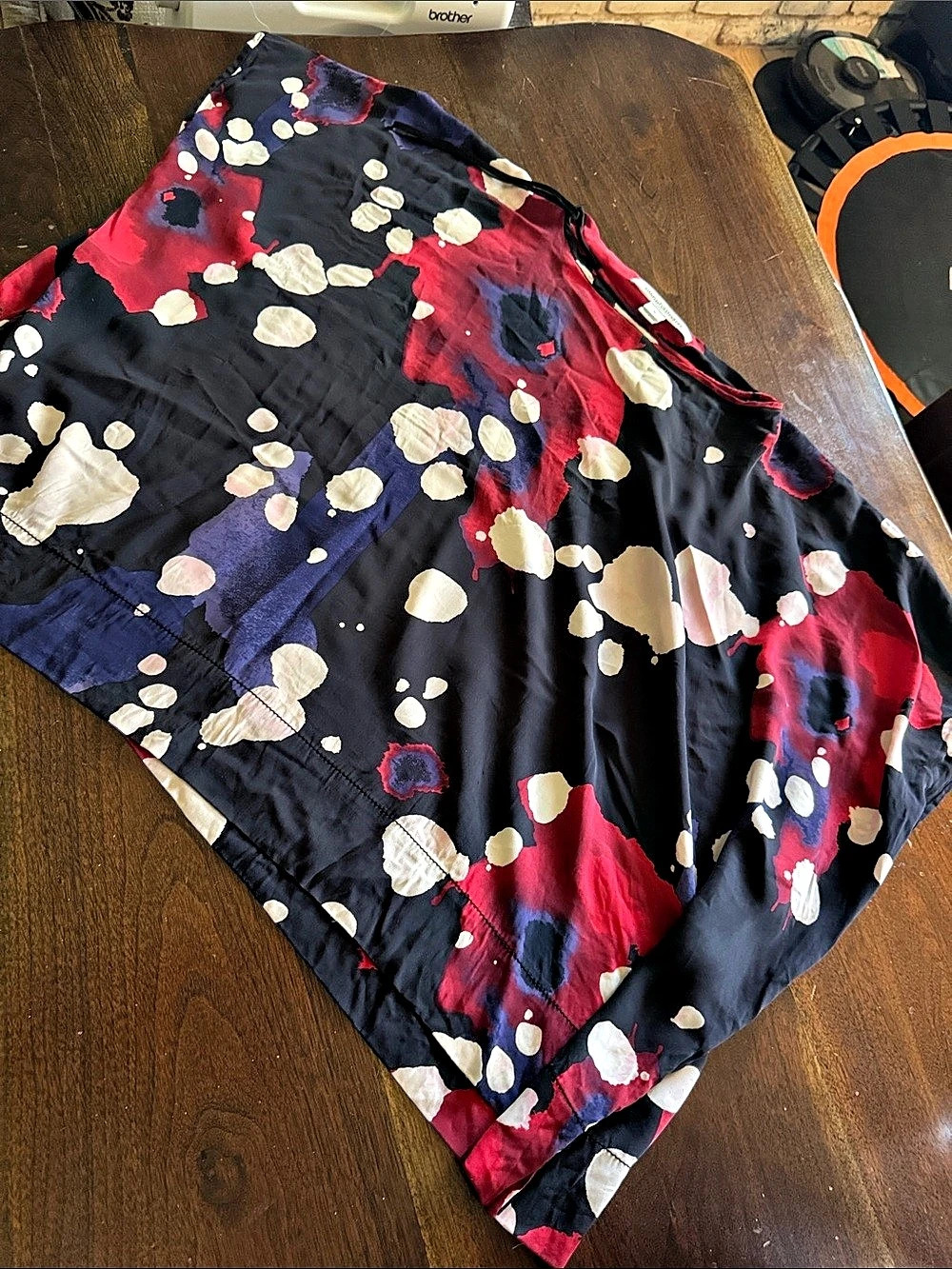 Diane von Furstenberg Abstract Print Blouse Black & Red Medium